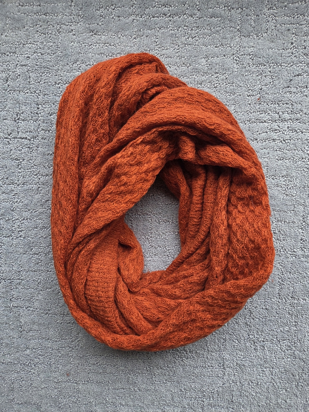 Cozy Rust Orange Knit Infinity Scarf